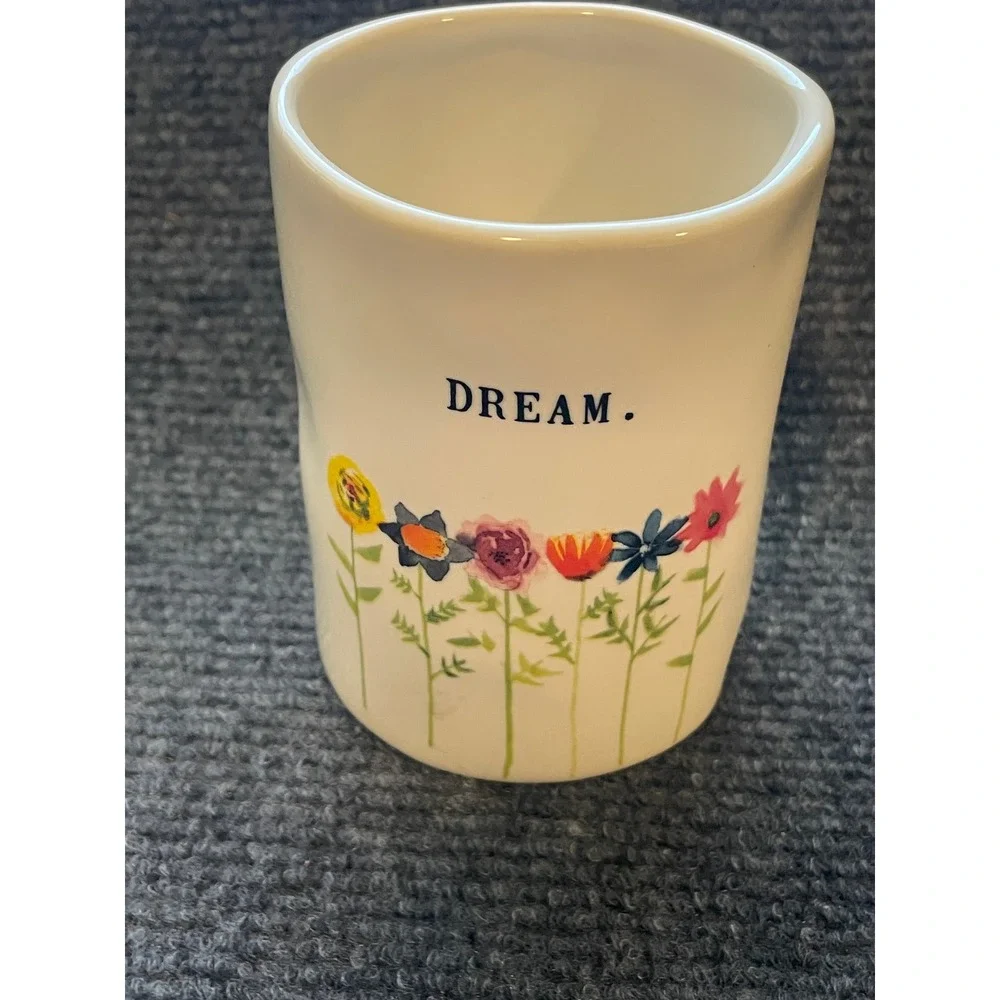 Rae Dunn Dream Wildflower Ceramic Tumbler Pencil Cup Magenta Artisan Collection